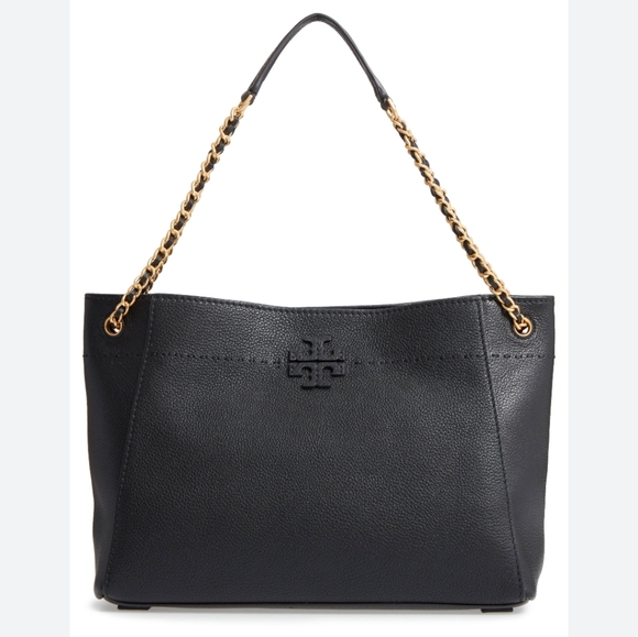 Tory Burch Handbags - Tory Burch Mcgraw black leather chain tote shoulder bag